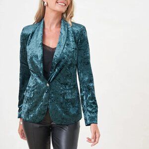 Cleo Teal Crushed Velvet Blazer